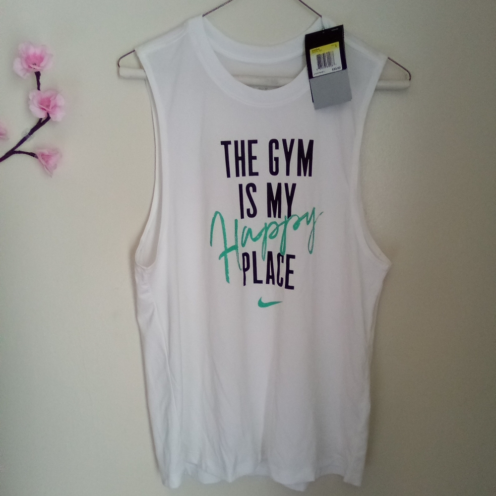 White Sleeveless Gym Tank Top